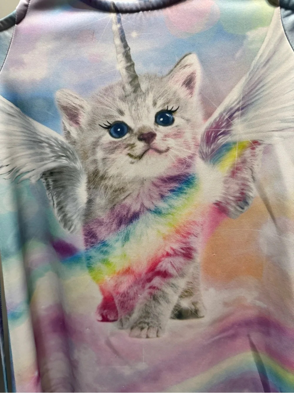 Justice Pastel Rainbow Kitty Cold-Shoulder Tee Dress